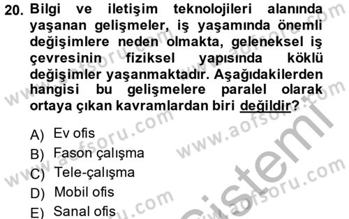 Ev Endüstrisi Dersi 2014 - 2015 Yılı (Vize) Ara Sınavı 20. Soru