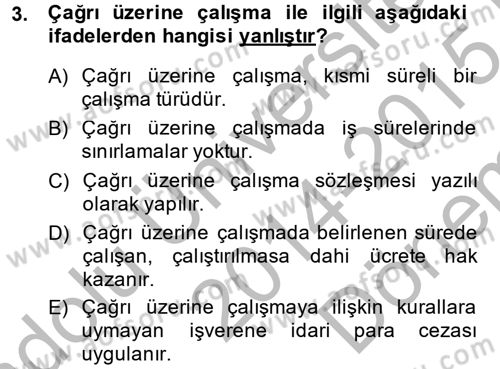 Ev Endüstrisi Dersi 2014 - 2015 Yılı (Final) Dönem Sonu Sınavı 3. Soru