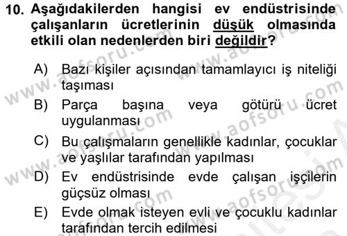 Ev Endüstrisi Dersi 2015 - 2016 Yılı (Vize) Ara Sınav Soruları 10. Soru