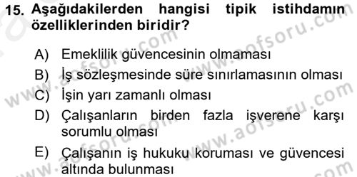 Ev Endüstrisi Dersi 2015 - 2016 Yılı (Vize) Ara Sınav Soruları 15. Soru