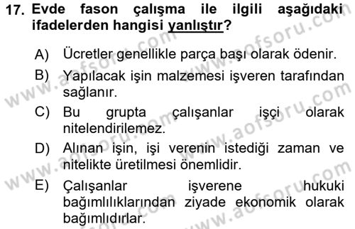 Ev Endüstrisi Dersi 2015 - 2016 Yılı (Vize) Ara Sınav Soruları 17. Soru