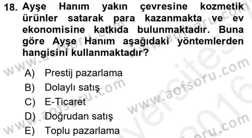 Ev Endüstrisi Dersi 2015 - 2016 Yılı (Vize) Ara Sınav Soruları 18. Soru
