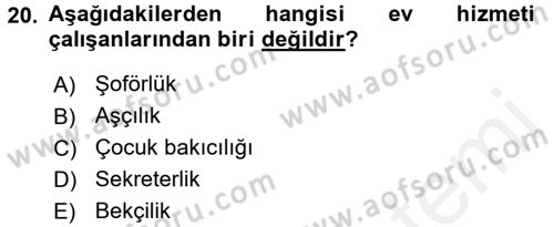 Ev Endüstrisi Dersi 2015 - 2016 Yılı (Vize) Ara Sınav Soruları 20. Soru