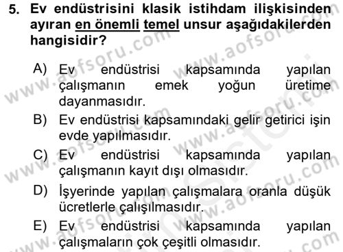 Ev Endüstrisi Dersi 2015 - 2016 Yılı (Vize) Ara Sınav Soruları 5. Soru