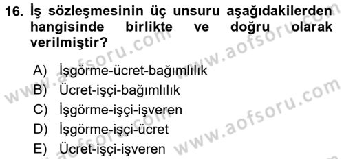 Ev Endüstrisi Dersi 2015 - 2016 Yılı (Final) Dönem Sonu Sınavı 16. Soru