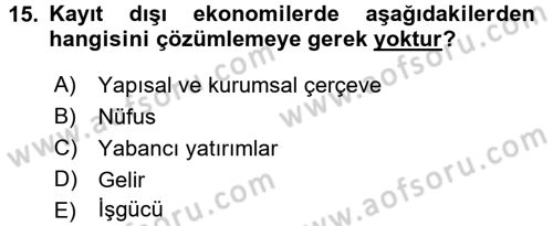 Ev Endüstrisi Dersi 2015 - 2016 Yılı Tek Ders Sınav Soruları 15. Soru