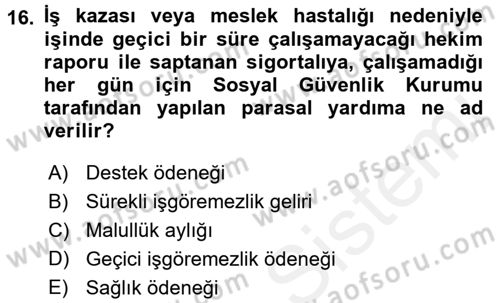 Ev Endüstrisi Dersi 2015 - 2016 Yılı Tek Ders Sınav Soruları 16. Soru