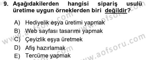 Ev Endüstrisi Dersi 2015 - 2016 Yılı Tek Ders Sınav Soruları 9. Soru