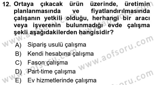 Ev Endüstrisi Dersi 2016 - 2017 Yılı 3 Ders Sınav Soruları 12. Soru