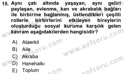 Ev Endüstrisi Dersi 2016 - 2017 Yılı 3 Ders Sınav Soruları 15. Soru
