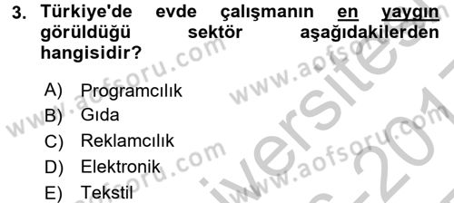 Ev Endüstrisi Dersi 2016 - 2017 Yılı 3 Ders Sınav Soruları 3. Soru