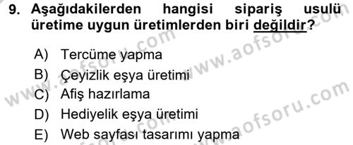 Ev Endüstrisi Dersi 2016 - 2017 Yılı 3 Ders Sınav Soruları 9. Soru