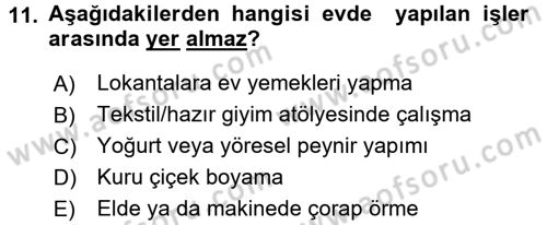 Ev Endüstrisi Dersi 2016 - 2017 Yılı (Vize) Ara Sınav Soruları 11. Soru