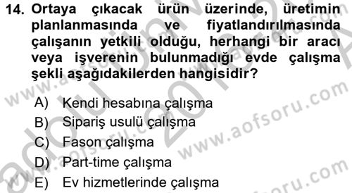 Ev Endüstrisi Dersi 2016 - 2017 Yılı (Vize) Ara Sınav Soruları 14. Soru