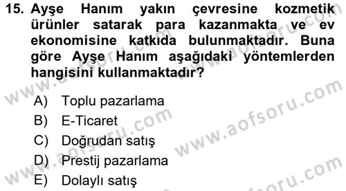 Ev Endüstrisi Dersi 2016 - 2017 Yılı (Vize) Ara Sınav Soruları 15. Soru