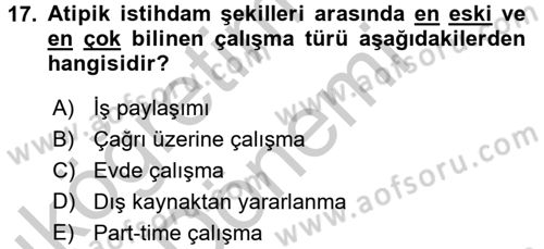 Ev Endüstrisi Dersi 2016 - 2017 Yılı (Vize) Ara Sınav Soruları 17. Soru