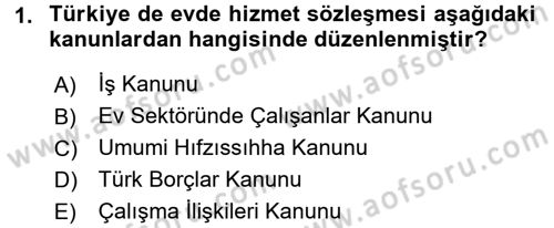 Ev Endüstrisi Dersi 2016 - 2017 Yılı (Final) Dönem Sonu Sınavı 1. Soru