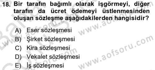 Ev Endüstrisi Dersi 2016 - 2017 Yılı (Final) Dönem Sonu Sınavı 18. Soru