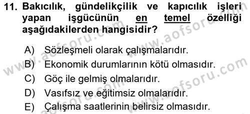Ev Endüstrisi Dersi 2017 - 2018 Yılı 3 Ders Sınav Soruları 11. Soru