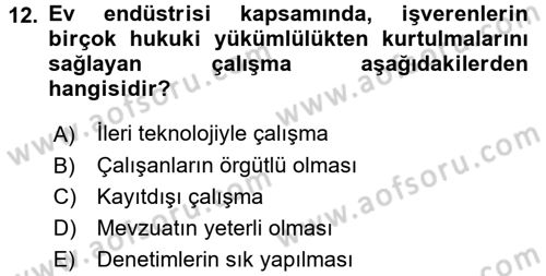 Ev Endüstrisi Dersi 2017 - 2018 Yılı 3 Ders Sınav Soruları 12. Soru