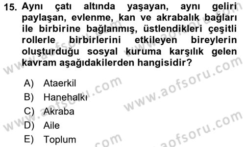 Ev Endüstrisi Dersi 2017 - 2018 Yılı 3 Ders Sınav Soruları 15. Soru