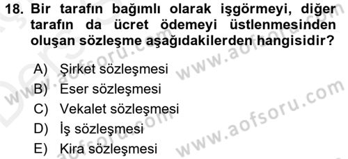 Ev Endüstrisi Dersi 2017 - 2018 Yılı 3 Ders Sınav Soruları 18. Soru