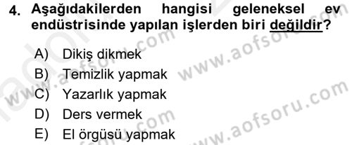 Ev Endüstrisi Dersi 2017 - 2018 Yılı 3 Ders Sınav Soruları 4. Soru