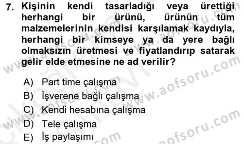 Ev Endüstrisi Dersi 2017 - 2018 Yılı 3 Ders Sınav Soruları 7. Soru