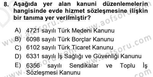 Ev Endüstrisi Dersi 2017 - 2018 Yılı 3 Ders Sınav Soruları 8. Soru