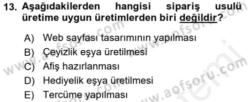 Ev Endüstrisi Dersi 2017 - 2018 Yılı (Vize) Ara Sınav Soruları 13. Soru