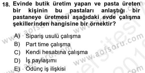 Ev Endüstrisi Dersi 2017 - 2018 Yılı (Vize) Ara Sınav Soruları 18. Soru