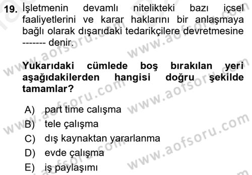 Ev Endüstrisi Dersi 2017 - 2018 Yılı (Vize) Ara Sınav Soruları 19. Soru