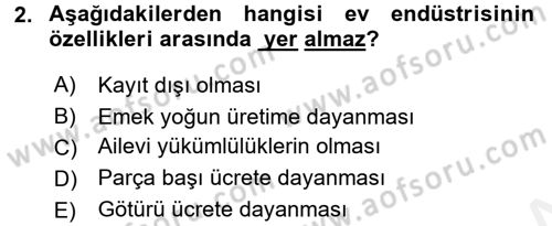 Ev Endüstrisi Dersi 2017 - 2018 Yılı (Vize) Ara Sınav Soruları 2. Soru