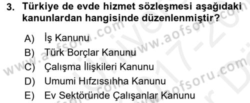 Ev Endüstrisi Dersi 2017 - 2018 Yılı (Vize) Ara Sınav Soruları 3. Soru