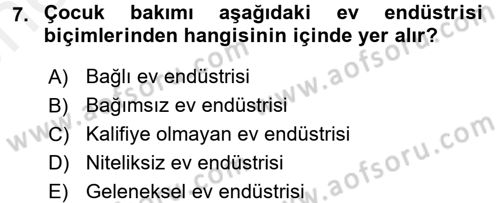Ev Endüstrisi Dersi 2017 - 2018 Yılı (Vize) Ara Sınav Soruları 7. Soru