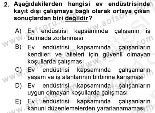 Ev Endüstrisi Dersi 2017 - 2018 Yılı (Final) Dönem Sonu Sınav Soruları 2. Soru