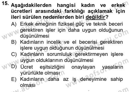Toplumsal Yaşamda Aile Dersi 2012 - 2013 Yılı (Final) Dönem Sonu Sınav Soruları 15. Soru