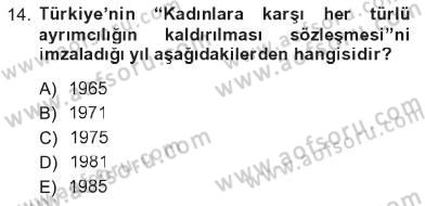 Toplumsal Yaşamda Aile Dersi 2012 - 2013 Yılı Tek Ders Sınav Soruları 14. Soru
