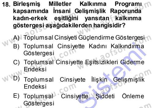 Toplumsal Yaşamda Aile Dersi 2013 - 2014 Yılı (Vize) Ara Sınav Soruları 18. Soru