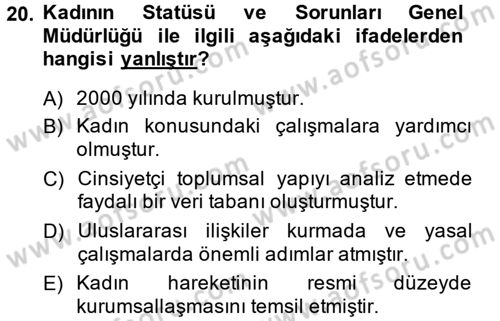Toplumsal Yaşamda Aile Dersi 2013 - 2014 Yılı (Vize) Ara Sınav Soruları 20. Soru