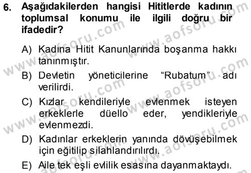 Toplumsal Yaşamda Aile Dersi 2013 - 2014 Yılı (Vize) Ara Sınav Soruları 6. Soru