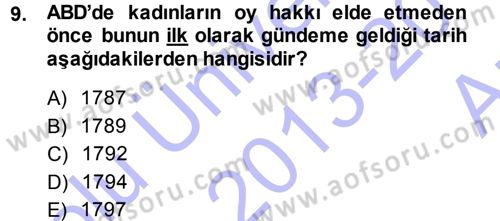 Toplumsal Yaşamda Aile Dersi 2013 - 2014 Yılı (Vize) Ara Sınav Soruları 9. Soru