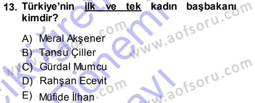 Toplumsal Yaşamda Aile Dersi 2013 - 2014 Yılı (Final) Dönem Sonu Sınav Soruları 13. Soru