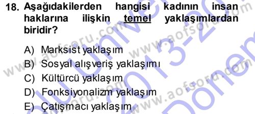 Toplumsal Yaşamda Aile Dersi 2013 - 2014 Yılı (Final) Dönem Sonu Sınav Soruları 18. Soru