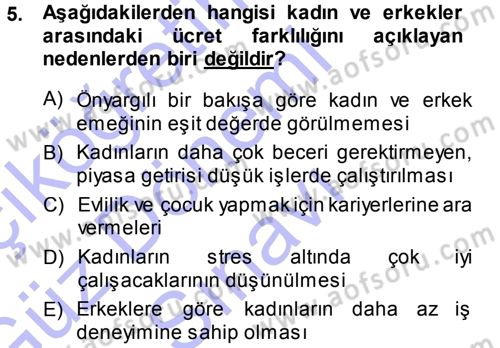 Toplumsal Yaşamda Aile Dersi 2013 - 2014 Yılı (Final) Dönem Sonu Sınav Soruları 5. Soru