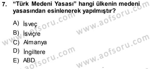 Toplumsal Yaşamda Aile Dersi 2013 - 2014 Yılı (Final) Dönem Sonu Sınav Soruları 7. Soru
