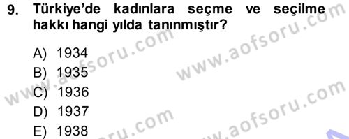 Toplumsal Yaşamda Aile Dersi 2013 - 2014 Yılı (Final) Dönem Sonu Sınav Soruları 9. Soru