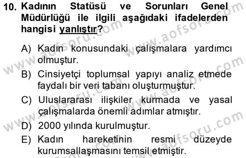 Toplumsal Yaşamda Aile Dersi 2013 - 2014 Yılı Tek Ders Sınav Soruları 10. Soru