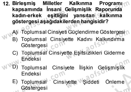 Toplumsal Yaşamda Aile Dersi 2013 - 2014 Yılı Tek Ders Sınav Soruları 12. Soru