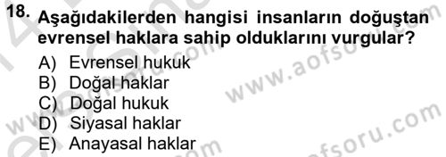 Toplumsal Yaşamda Aile Dersi 2013 - 2014 Yılı Tek Ders Sınav Soruları 18. Soru